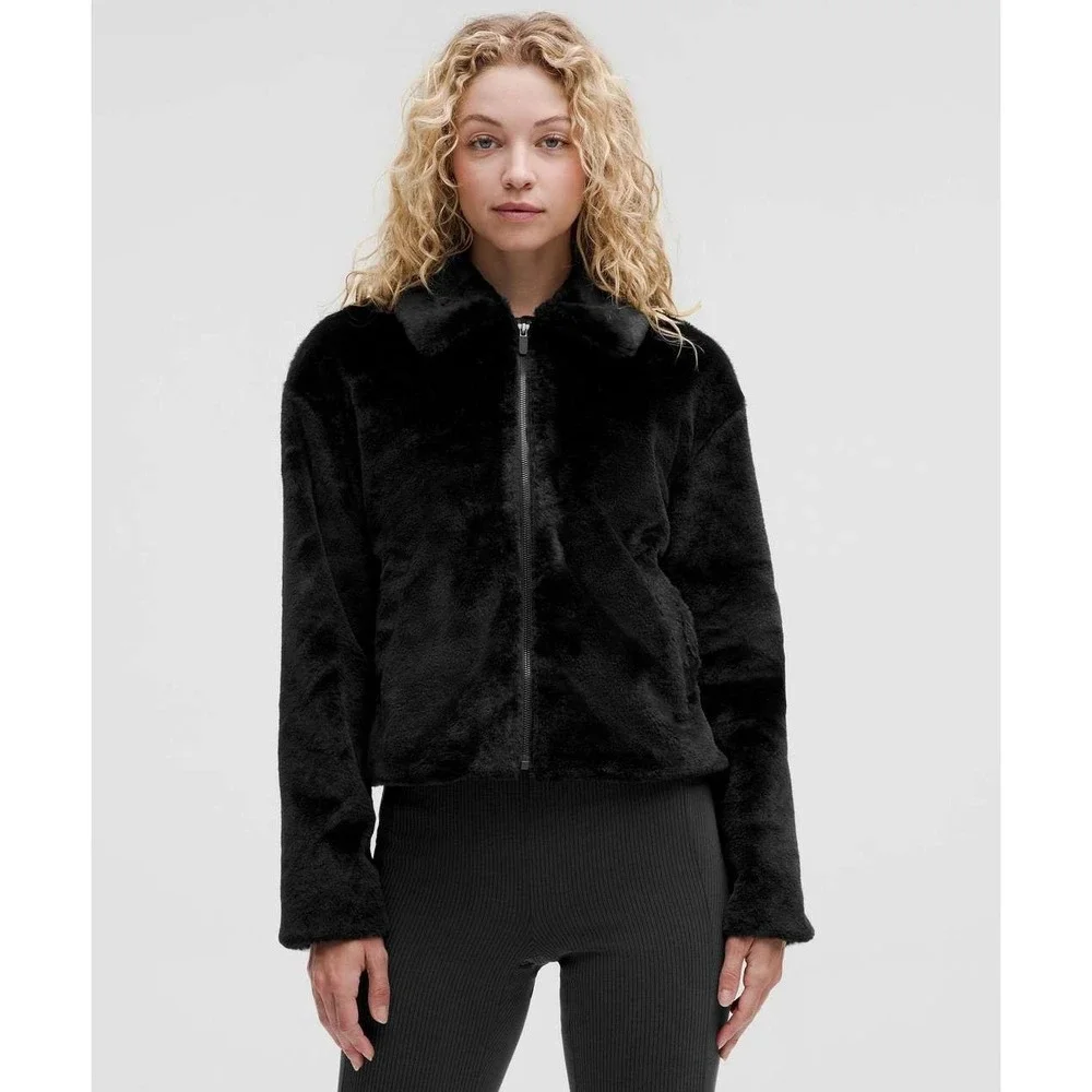 Lululemon Plush Fleece Oversized-Collar Jacket Black Size Small W3IBNS